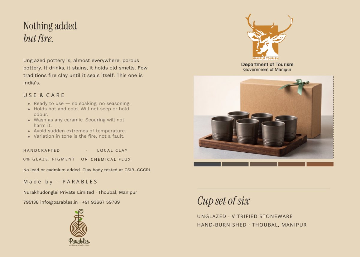 Front of the Parables gift card co-branded with the Department of Tourism, Government of Manipur