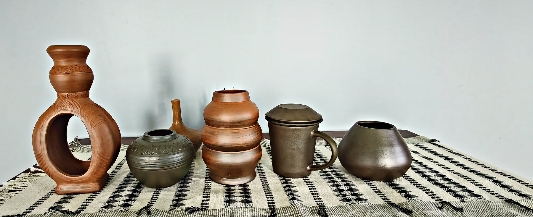 A range of unglazed Parables stoneware